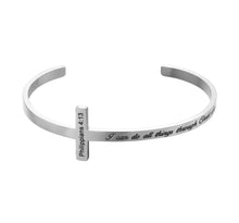 Load image into Gallery viewer, CROSS SCRIPTURE CUFF BANGLE